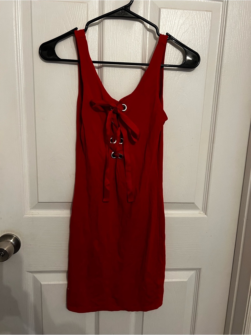 Heart Hips Red Lace-Up Bodycon Mini Dress